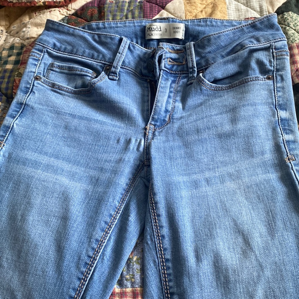 Used jeans.  Stretchy fit.  Boot cut